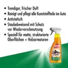A spray bottle of car interior cleaner is shown next to a list of its features. Produktbild-Vorschau