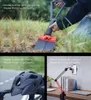 A collage of three images: a person using a shovel, a bicycle helmet, and a phone holder on a desk. Produktbild-Vorschau