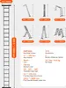 A diagram showing a multi-functional ladder in various configurations with detailed specifications. Anteprima dell’immagine prodotto