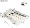 A diagram of a bed with dimensions and features indicated. Produktbild-Vorschau