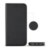 A black flip case for a Samsung Galaxy A70 phone is shown against a white background. A close-up of the textured material is also displayed. Produktbild-Vorschau