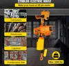 An electric hoist is shown hanging from a ceiling track, with four inset images on the left showing its potential applications. Anteprima dell’immagine prodotto