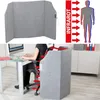 A collage showing an infrared heating panel in different contexts, including a product shot and a lifestyle shot of it being used in an office setting. Anteprima dell’immagine prodotto
