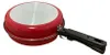 The underside of a red frying pan with a black handle is shown against a white background. Produktbild-Vorschau