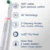 A close-up of an electric toothbrush with feature callouts. Produktbild-Vorschau