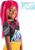 Offizielle KPop Demon Hunters Lizenzperücke für Kinder, Modell Mira, lange pinke Haare mit hohem Ansatz, seitliche Ansicht vor neutralem Hintergrund. Anteprima dell’immagine prodotto