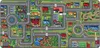 A colorful children's play mat depicting a town with roads, houses, a castle, a playground, and a soccer field. Produktbild-Vorschau
