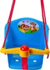 A blue plastic baby swing with a yellow safety bar and red ropes, decorated with cartoon tigers. Náhľad obrázku produktu