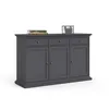 A dark gray sideboard with three doors and three drawers, displayed against a white background. Produktbild-Vorschau