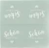 A grid of four identical napkins with text and a heart design. Produktbild-Vorschau