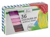 A box of 36 acrylic paints with various colors visible through a window. Náhled obrázku produktu