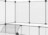 A close-up view of a modular pet enclosure, showing the white panels and gray metal frame and ramp. Produktbild-Vorschau