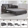 A convertible sofa bed is shown in various configurations, along with close-ups of its features. Voir les images du produit