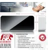 A digital alarm clock with its dimensions and features listed, alongside a lifestyle image of a woman waking up. Náhled obrázku produktu
