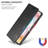 A black flip phone case is shown open, revealing a phone screen with graphics indicating magnetic attraction. The case is textured and has a magnetic closure. Náhled obrázku produktu