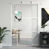 vidaXL Porta scorrevole bianca 102,5x205 cm in vetro Anteprima dell’immagine prodotto 2