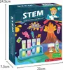The image shows the packaging of a children's STEM chemistry experiment kit. The box features colorful graphics depicting a volcano eruption, test tubes, and a cartoon scientist, along with text highlighting the product's features. Náhled obrázku produktu