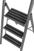 Close-up of a dark gray, 3-step folding ladder. Produktbild-Vorschau