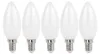 Five white LED light bulbs with E14 bases are arranged in a row against a white background. Produktbild-Vorschau