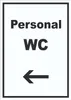 Personal WC Schild mit Text und Richtungspfeil links Produktbild-Vorschau 1