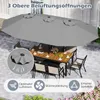 An outdoor dining set with a large umbrella, set on a patio. Náhled obrázku produktu