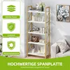 A bookshelf with decorative items and books, presented with feature callouts. Produktbild-Vorschau