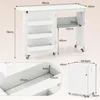 A white sewing table with dimensions indicated by measurement lines and text. Náhľad obrázku produktu
