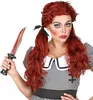 Damen Perücke "Killer Doll" mit Zöpfen | Rot - Halloween Produktbild-Vorschau 1
