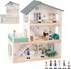 Velký dřevěný domeček pro panenky Tooky Toy + figurky Náhled obrázku produktu 1