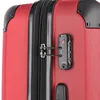 A close-up view of a red suitcase with a black TSA lock. Produktbild-Vorschau