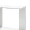A close-up view of a white corner bookshelf, showing its structure and material. Podgląd zdjęcia produktu