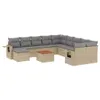 12-tlg. Garten-Sofagarnitur mit Kissen Beige Poly Rattan Produktbild-Vorschau 1