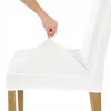Potah na židli Stretch, bílý – samet – univerzální – potah Náhled obrázku produktu 11