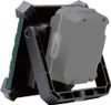 A close-up view of a battery-powered LED work light, showing its adjustable stand and battery compartment. Produktbild-Vorschau