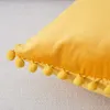 2er Set Samt Kissen mit Pompons Einfarbig Kissenbezüge Produktbild-Vorschau 4