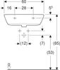 Waschtisch RENOVA mit Hahnloch, mit Überlauf 600 x 480 mm Produktbild-Vorschau 14