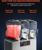 A commercial slushie machine with three tanks, one filled with a red slushy. Náhled obrázku produktu