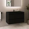 LOMAZOO Badezimmermöbel - Matt Schwarz - Badmöbel - 80cm Produktbild-Vorschau 1