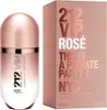 A bottle of Carolina Herrera 212 VIP Rosé perfume and its packaging are displayed side-by-side against a white background. Anteprima dell’immagine prodotto
