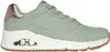 A side view of a single green Skechers Uno sneaker. Voir les images du produit