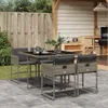 vidaXL 5-tlg. Garten-Essgruppe mit Kissen Grau Poly Rattan Produktbild-Vorschau 2