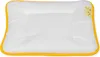 A white baby pillow with a yellow border. Produktbild-Vorschau