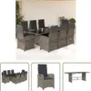 The Living Store 9-tlg. Garten-Essgruppe mit Kissen Grau Produktbild-Vorschau 1