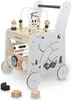 A wooden baby walker with various interactive toys and activities. Produktbild-Vorschau
