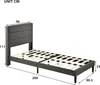 A dimension diagram of a single bed frame with a headboard. Produktbild-Vorschau