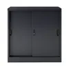 A dark gray metal filing cabinet with sliding doors and handles, shown against a white background. Podgląd zdjęcia produktu
