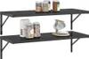 Two black wall shelves are mounted on a white background, displaying various items. Anteprima dell’immagine prodotto