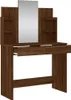 A brown wooden vanity table with a mirror and shelves. Náhled obrázku produktu