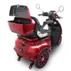 A red electric mobility scooter with an open top case, shown from a rear-diagonal angle against a white background. Produktbild-Vorschau