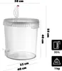 A transparent plastic fermentation bucket with a tap and airlock, shown with dimensions and capacity information. Anteprima dell’immagine prodotto